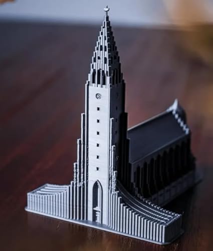 Home decor - Miniature Hallgrímskirkja: Exquisite Home Decor Replica (Grey) - Celestial Crafts