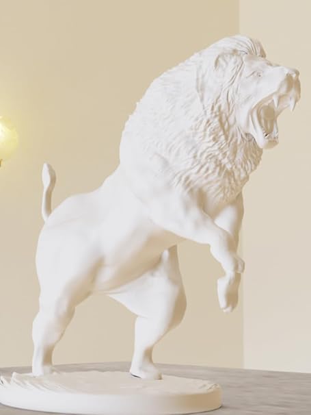 Lion Roaring Sculpture Statue: Majestic Wildlife Art Piece - Celestial Crafts