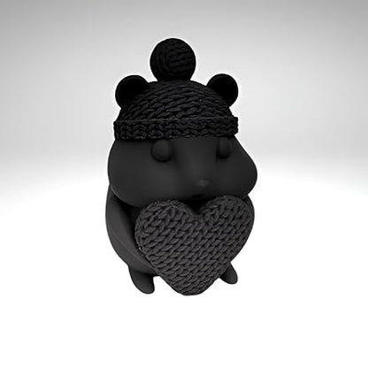 Showpiece - 3D Printed Hamster with Knitted Heart: Adorable and Heartfelt Decorative Showpiece - Celestial Crafts