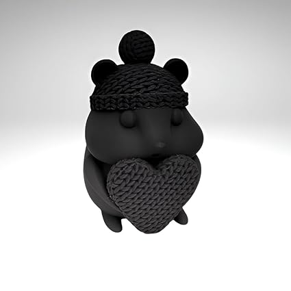Showpiece - 3D Printed Hamster with Knitted Heart: Adorable and Heartfelt Decorative Showpiece - Celestial Crafts