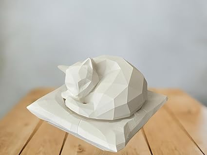 Showpiece - Celestial Craft Adorable Low Poly Cute Sleeping Cat - 3D Printed Showpiece for Charming Home Decor Table top Miniature - Celestial Crafts