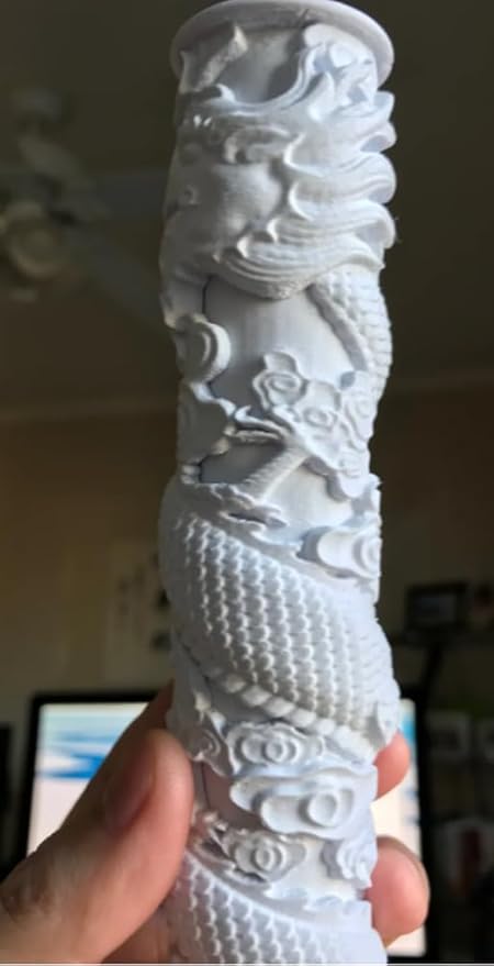 Home decor - : Exquisite White Dragon Pillar - Mythical Home Decor Accent - Celestial Crafts
