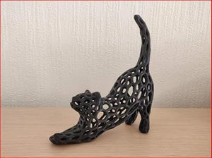 Graceful Curves: Cat Stretch Voronoi Remix Sculpture - Celestial Crafts