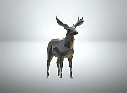 Low Poly Deer - Modern Wildlife Sculpture (Black) - Celestial Crafts