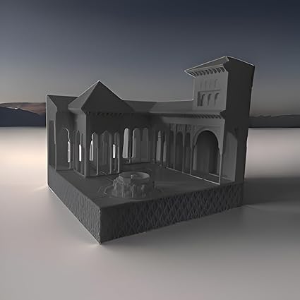 Showpiece - 3D Printed Replica of The Courtyard of The Lions - Architectural Decorative Showpiece - BLACK - Celestial Crafts