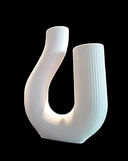 Unique U - Shaped White Vase (No Flowers) - Celestial Crafts