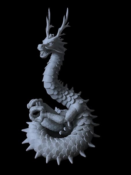 Showpiece - Dragon Spirit: Masterfully Crafted 3D Printed Decorative Showpiece - Grey - Celestial Crafts