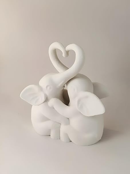 Elephant Figurine, Statue for Home Decor, Office, Resin, White - Celestial Crafts