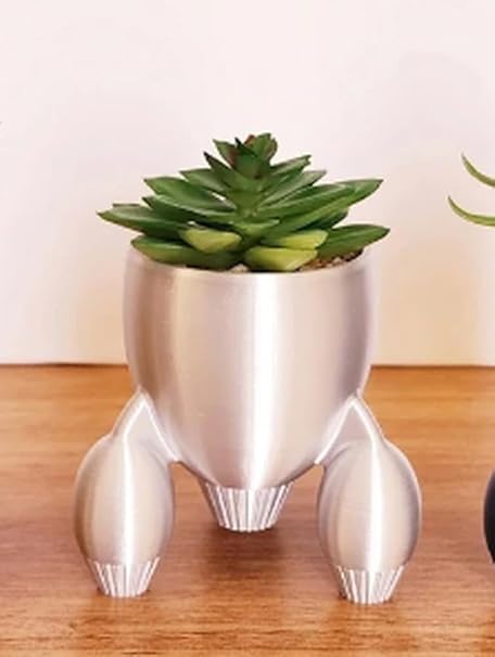 3D Printed RetroRocket Planter: Futuristic Decor Accent (No Flowers) - Celestial Crafts