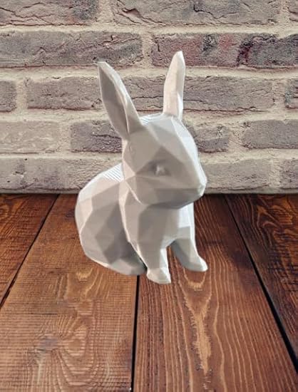 Showpiece - Celestial Craft Whimsical Charm: 3D Printed Cute Low Poly Bunny - Adorable Home Decor Showpiece - Celestial Crafts