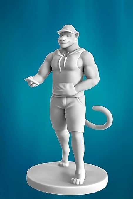 Monochromatic Muscular Tiger Cartoon Character Figurine - A Symbol of Strength and Victory - Celestial Crafts