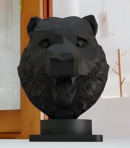 Showpiece - : Bear Head Low Poly Bust Model - Unique Animal Sculpture for Home Decor showpiece - Celestial Crafts