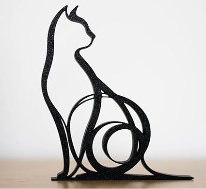 Artistic Cat Statue: Modern Cat - Inspired Decor Piece (Black) - Celestial Crafts