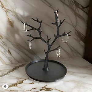 Jewelry Organizer Display Stand, Black Tree Shape, Holds Necklaces, Earrings & Bracelets - Celestial Crafts