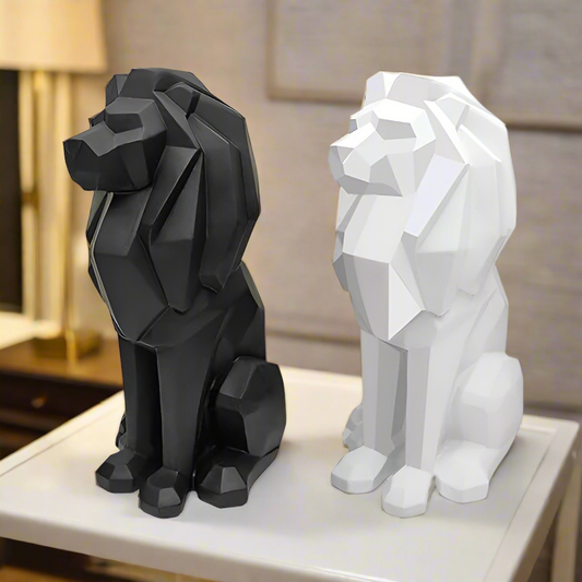 Modern Lion Sculpture  Bold Home Accent