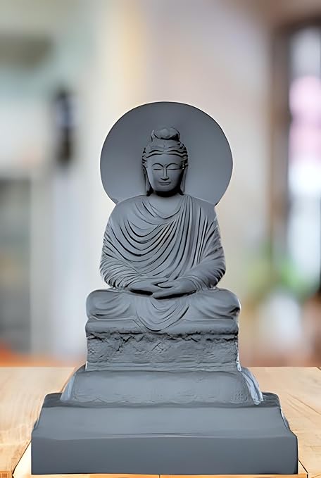 Showpiece - : Buddha Statue - Serene Meditating Pose for Home and Office Decor Showpiece (Grey) - Celestial Crafts