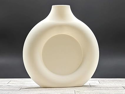 Home decor - Elegant Handcrafted Ceramic Big Donut Vase - Perfect for Home Decor and Flower Arrangements VASE (White, 1 Piece) (No Flowers) - Celestial Crafts