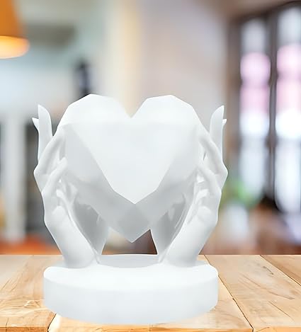 Hands Holding Heart Sculpture - Romantic Love Gift (White) - Celestial Crafts