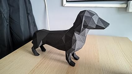 3D Printed Dachshund Low Poly: Modern and Charming Dog Sculpture - Celestial Crafts