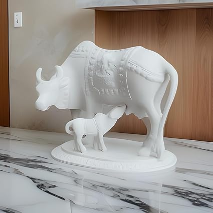 Bring Prosperity with 3D Printed Sacred Cow with Calf: Spiritual Decor Accent - Celestial Crafts