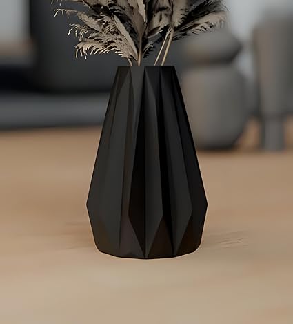 Home decor - : Origami Vase - Modern Artistic Home Decor Accent (Black) (No Flowers) - Celestial Crafts
