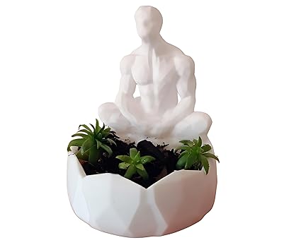 Celestial Craft Zen Oasis: 3D Printed Meditation Sculpt Planter Container - Tranquil Home and Garden Decor (No Flowers) - Celestial Crafts
