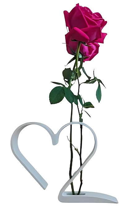 Valentine Minimalist Dual Rose Heart Vase: Romantic Decor (No Flowers) - Celestial Crafts