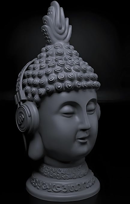 Showpiece - : Buddha with Headphones Sculpture - Modern Zen Decor Showpiece - Celestial Crafts