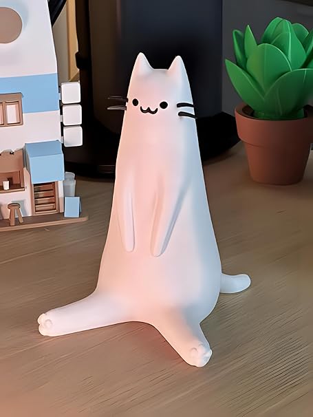 Modern cat White Sitting Cat Decor: Chic Feline Accent for Contemporary Homes - Celestial Crafts