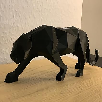 Showpiece - Celestial Craft Sleek Elegance: 3D Printed Low Poly Black Panther Showpiece - Modern Home and Office Decor - Celestial Crafts