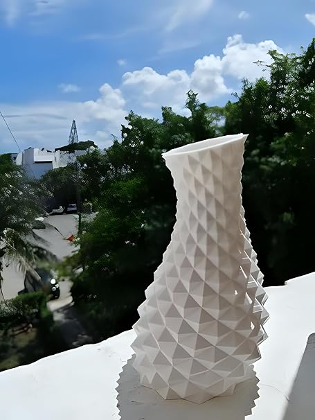 Twisted Pineapple Flower Vase - White (No Flowers) - Celestial Crafts