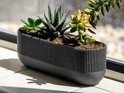 Modern Trio Planter (Black) (No Flowers) - Celestial Crafts