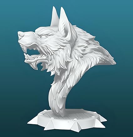 Home decor - : White Werewolf Bust - Intriguing Mythical Sculpture for Home Decor - Celestial Crafts