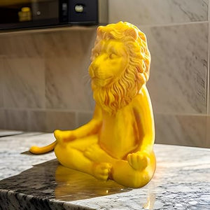 Meditating Lion Sculpture, Decorative Home and Office Statue for Tabletops - Celestial Crafts