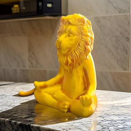 Meditating Lion Sculpture, Decorative Home and Office Statue for Tabletops - Celestial Crafts
