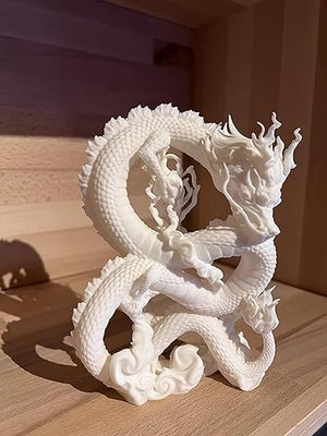 White Dragon Statue Dragon Statue for Luck & Success Ornaments Home Office Decor Figurine Collectible Ideal for Attracting Wealth for Home office Décor Altar Bookshelf - Celestial Crafts