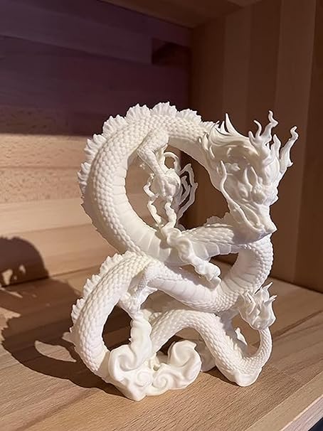 White Dragon Statue Dragon Statue for Luck & Success Ornaments Home Office Decor Figurine Collectible Ideal for Attracting Wealth for Home office Décor Altar Bookshelf - Celestial Crafts