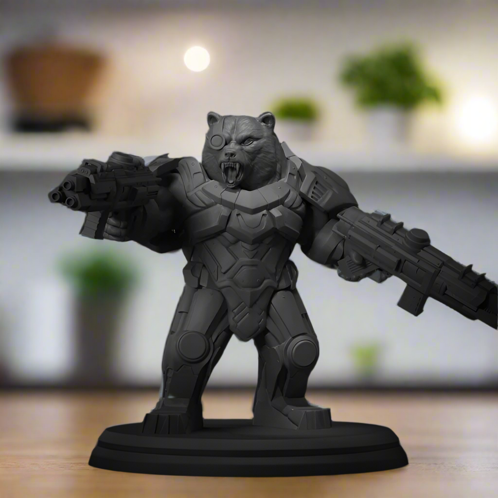 Armored Bear with Futuristic Weapons
