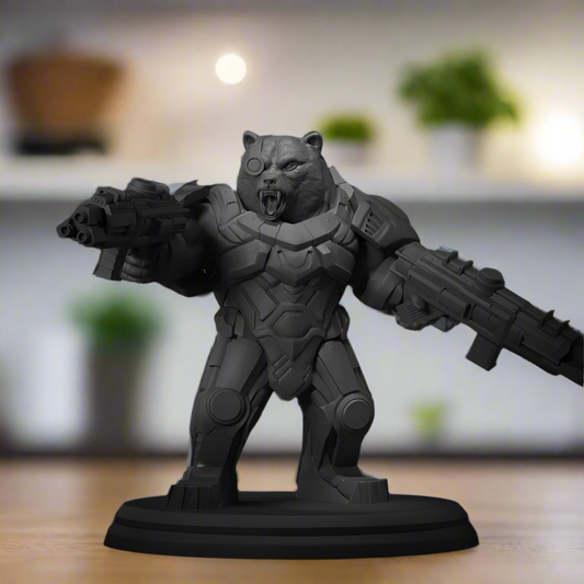 Armored Bear with Futuristic Weapons