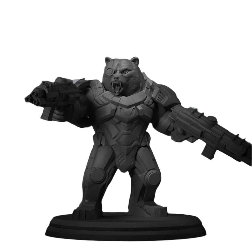 Armored Bear with Futuristic Weapons
