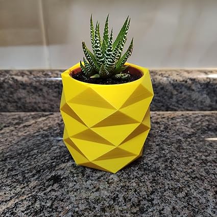 Yellow Low Poly Pineapple Mini Cactus Pot (No Flowers) - Celestial Crafts