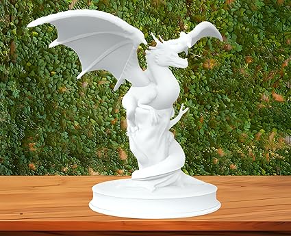 Dragon Contemplating The Horizon - Mystical Fantasy Sculpture (White) - Celestial Crafts