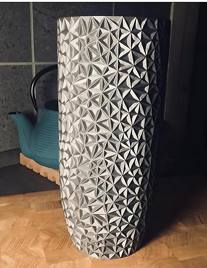 Home decor - Modern Grey 3D Printed Polygon Vase - Contemporary Home Decor Accent (No Flowers) - Celestial Crafts