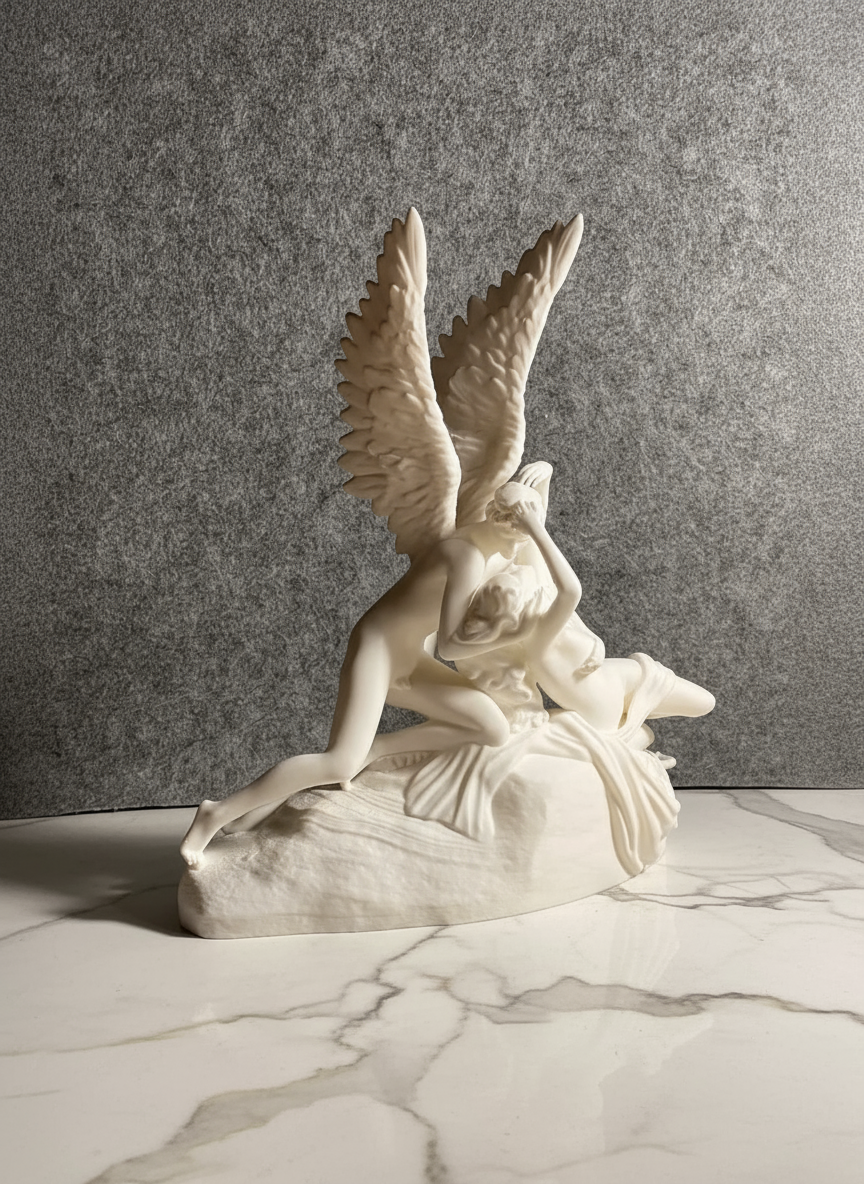 Beige eternal affection couple sculpture romantic marble