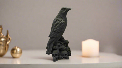Raven Skull Sculpture Showpiece for Home Decor | Gothic Raven Throne India