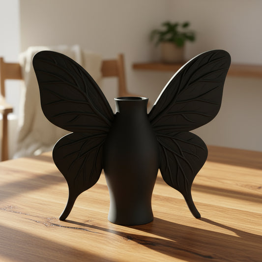 Black Butterfly Vase — Gothic Elegance Decorative Vase (Without Flowers)