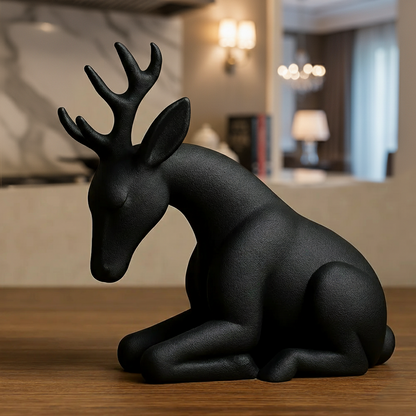 Black elegant deer figurine for home decor showpiece