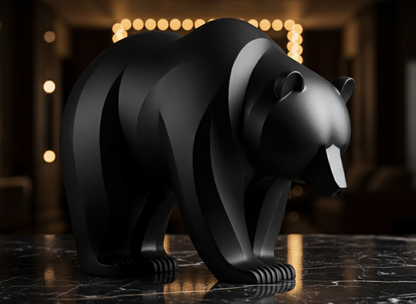 Black minimalist bear figurine contemporary wildlife home decor