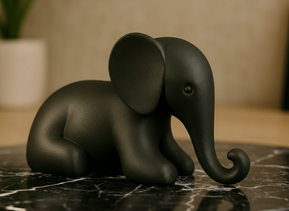 Black regal elephant sculpture strength prosperity symbol marble