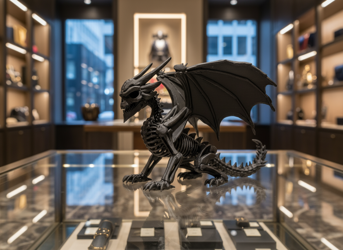 Black Bone Dragon Figurine Macabre Fantasy Sculpture Premium Home Decor India